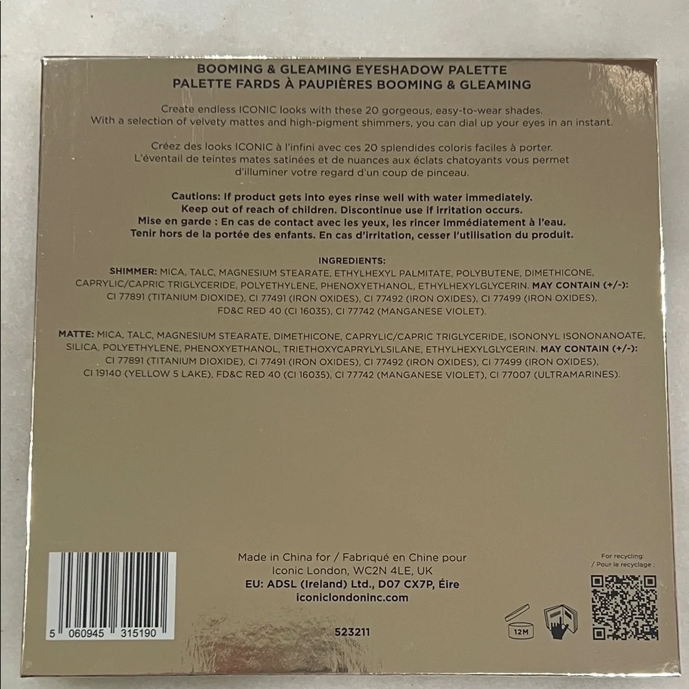 Iconic London Booming & Gleaming Eyeshadow Palette 20 Shade Neutral Glam Palette